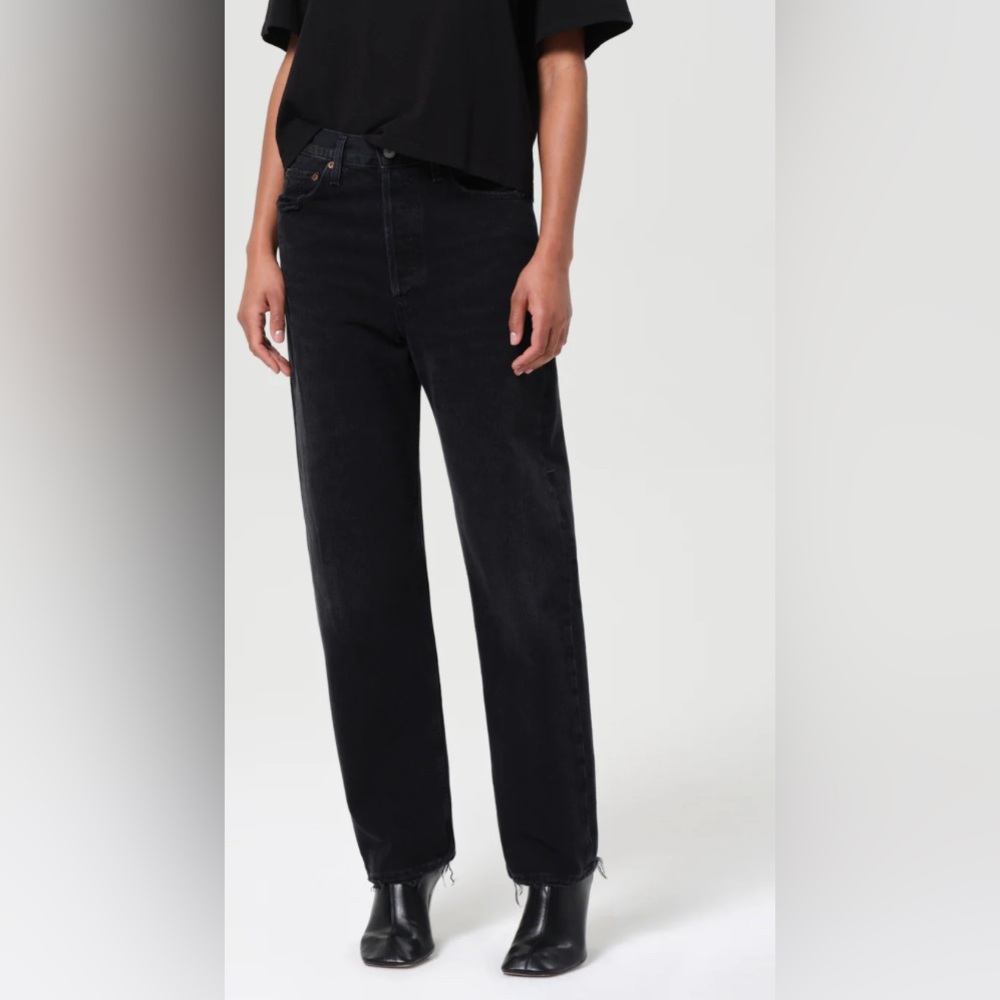 AGOLDE | 90's Mid Rise Straight Tar Black Jeans‎ A069E-1157 Button Fly Sz 32 - Picture 2 of 12